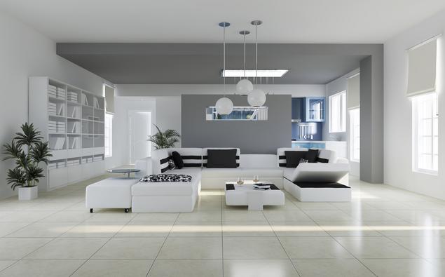 Biały salon - minimalistyczny wystrój wnętrz