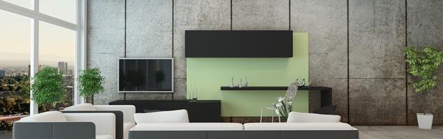 Ściany w salonie - styl minimalistyczny